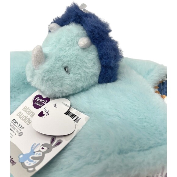 Parents Choice Triceratops Dinosaur Lovey Plush Blue Security Blanket Buddy NEW - Picture 2 of 10